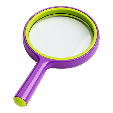 A violet and lime magnifying glass: search